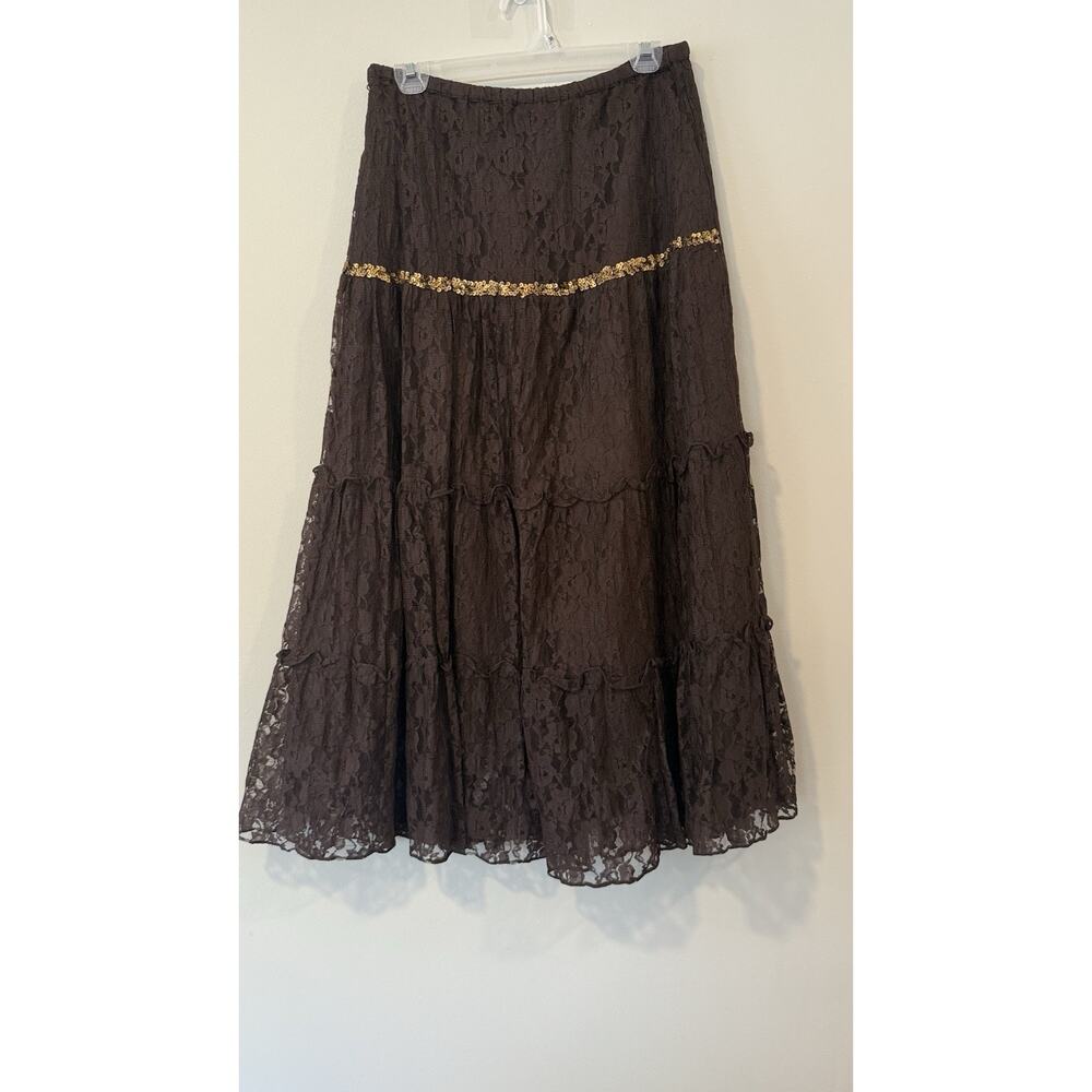 NWT Vintage 90s Y2k Lace Tiered Peasant Maxi Skirt Fairy Grunge Whimsigoth 2814